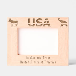 USA Flag, Democratic and Republican Symbols     Engraved Frames