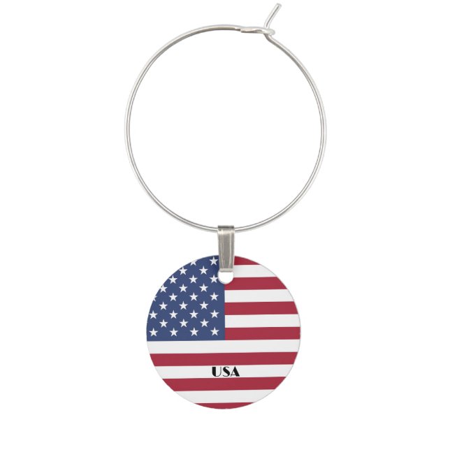 USA Flag Design Wine Charm (Front)