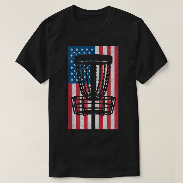 USA Flag Disk Golf  T-Shirt (Design Front)