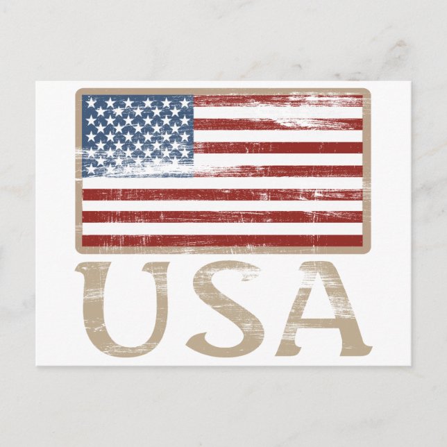 USA Flag Distressed Postcard (Front)