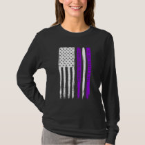 Usa Flag Domestic Violence Awareness Month Purple  T-Shirt