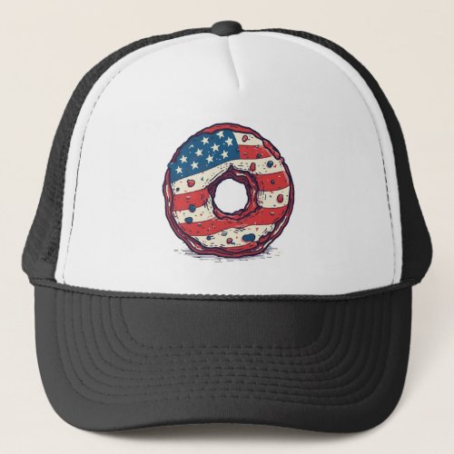  USA flag donut Trucker Hat