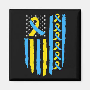 USA Flag Down Syndrome Awareness for men women kid Magnet