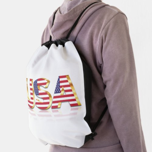 USA Flag Drawstring Bag