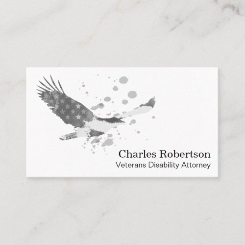 *~*  USA Flag Eagle American Grey Gray on White Business Card