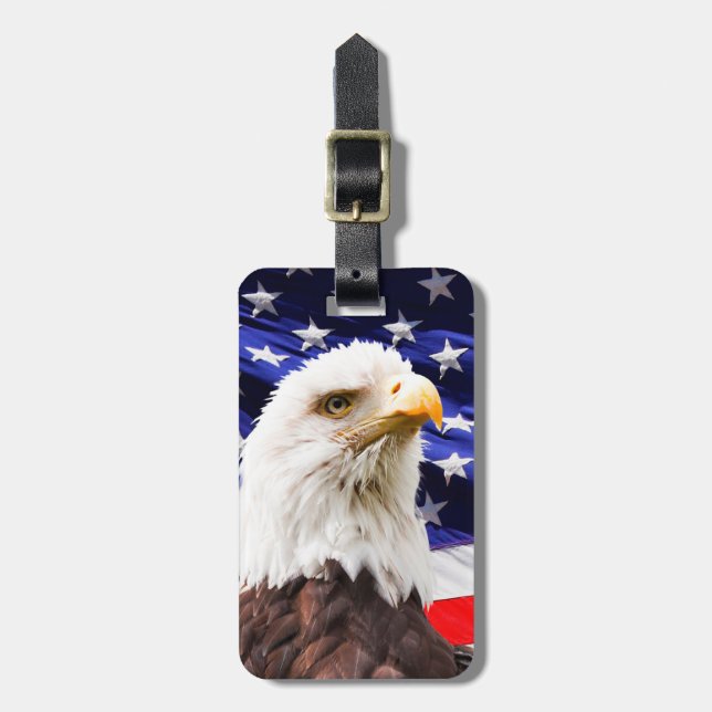 USA Flag Eagle Luggage Tag (Front Vertical)