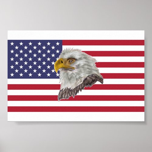 USA Flag Eagle Print Poster