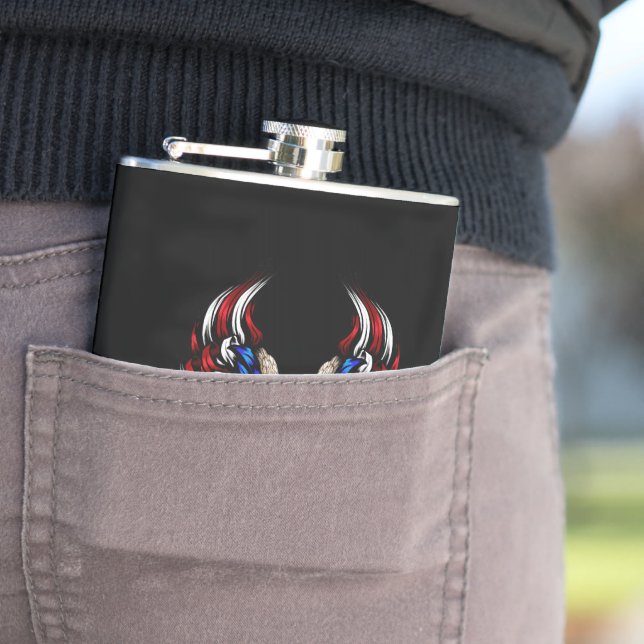 USA Flag Eagle Shield Patriotic Flask (In Situ)
