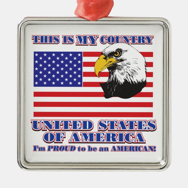 USA Flag & Eagle/This is my Country Metal Ornament (Front)