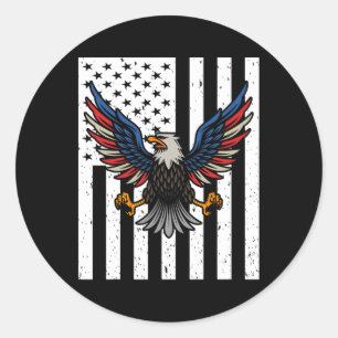 Usa Flag Eagles 4th Of July 1776 Freedom Independe Classic Round Sticker