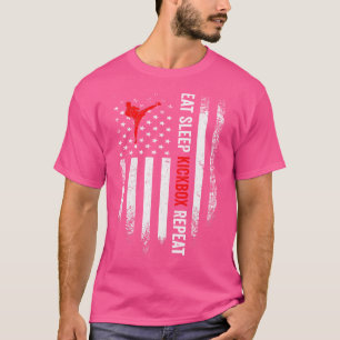 Usa Flag Eat Sleep Mma Kickbox Repeat Kickboxing T-Shirt