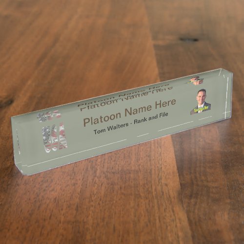 USA Flag Fab Army Desk Name Plate