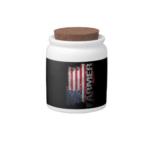 USA Flag Farmer T-Shirt, American Farmers Tee Candy Jar