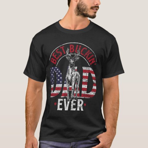 Usa Flag Fathers Day Gift Hunter Dad Deer Hunting T_Shirt