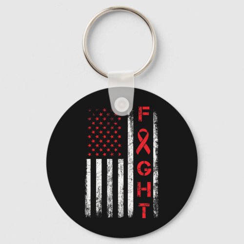 Usa Flag _ Fight Heart Disease Awareness  Keychain