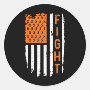 USA Flag Fight Leukemia Cancer Awareness  Classic Round Sticker