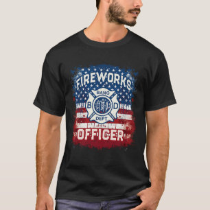 Usa Flag Fireworks Officer Safety Director Pyro Te T-Shirt