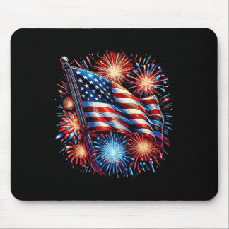 Usa Flag Fireworks Patriotic 4th Of July Mouse Pad