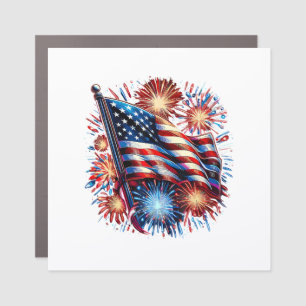USA Flag Fireworks Patriotic Car Magnet