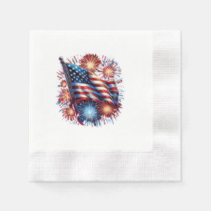 USA Flag Fireworks Patriotic Napkins