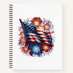 USA Flag Fireworks Patriotic Notebook