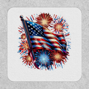 USA Flag Fireworks Patriotic Patch