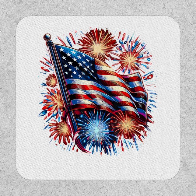 USA Flag Fireworks Patriotic Patch (Front)
