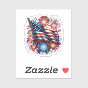 USA Flag Fireworks Patriotic Sticker