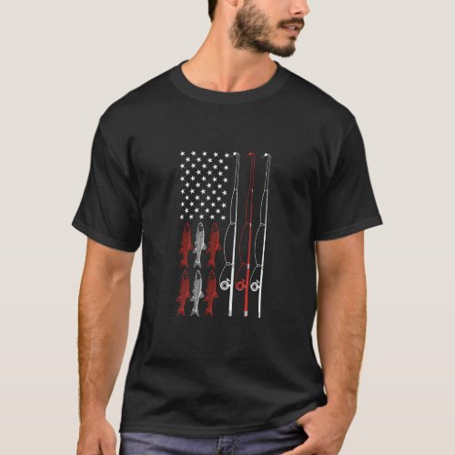USA Flag Fishing Dad Grandpa Vintage Fishing Dad  T_Shirt