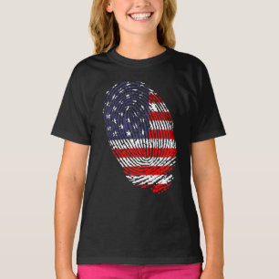 USA flag, flag of USA, American flag fingerprint,  T-Shirt