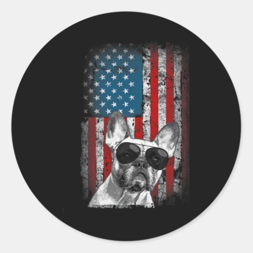 Usa Flag French Bulldog Design For Frenchie Owners Classic Round Sticker