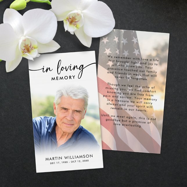 USA Flag Funeral Loving Memory Photo Prayer Cards (Creator Uploaded)
