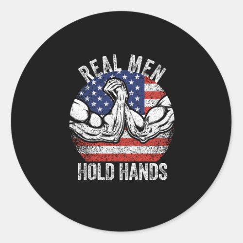 USA Flag Funny Arm Wrestling Patriotic Real Classic Round Sticker