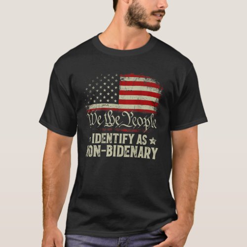 USA Flag Funny Biden I Identify As NonBidenary on  T_Shirt