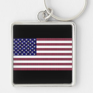 USA Flag Gemstone Art Keychain