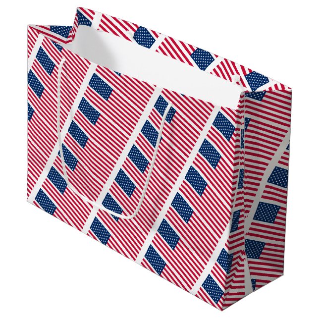 USA Flag Gift Bag Patriotic (Front Angled)