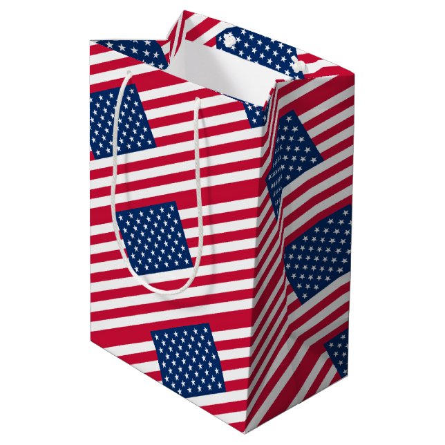 USA Flag Gift Bag Petriotic American Flags (Back Angled)