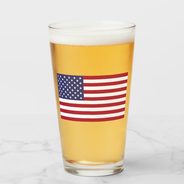 USA Flag Glass Cup (Front Filled)
