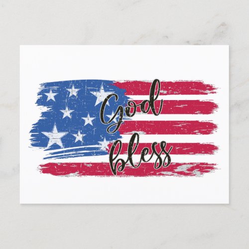 USA Flag God Bless America Patriotic  Postcard