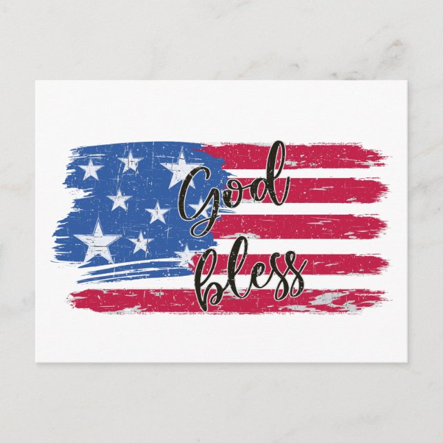 USA Flag God Bless America Patriotic  Postcard (Front)