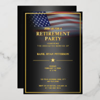 USA Flag Gold Foil Luxury Black Invitation