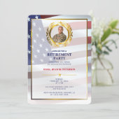 USA Flag | Gold Laurel Leaf | Luxury Retirement Invitation (Standing Front)