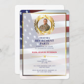 USA Flag | Gold Laurel Leaf | Luxury Retirement Invitation (Front/Back)