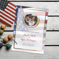 USA Flag | Gold Laurel Leaves | Luxury Wedding