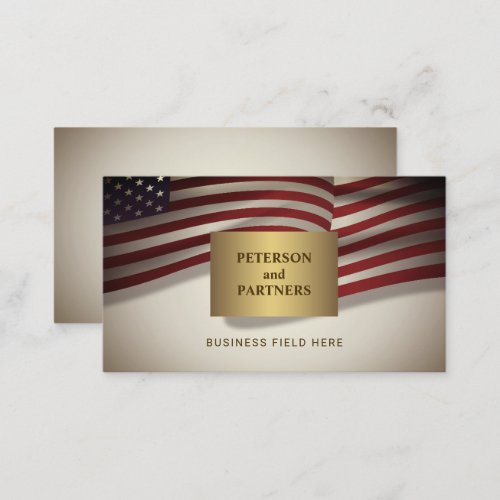 USA Flag  Gold Rectangle  Vintage Background Business Card