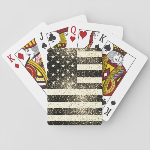 USA flag  gold sepia rustic sparkles glitters Playing Cards