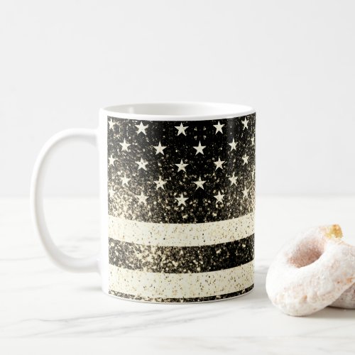 USA flag gold sepia sparkles glitters Coffee Mug