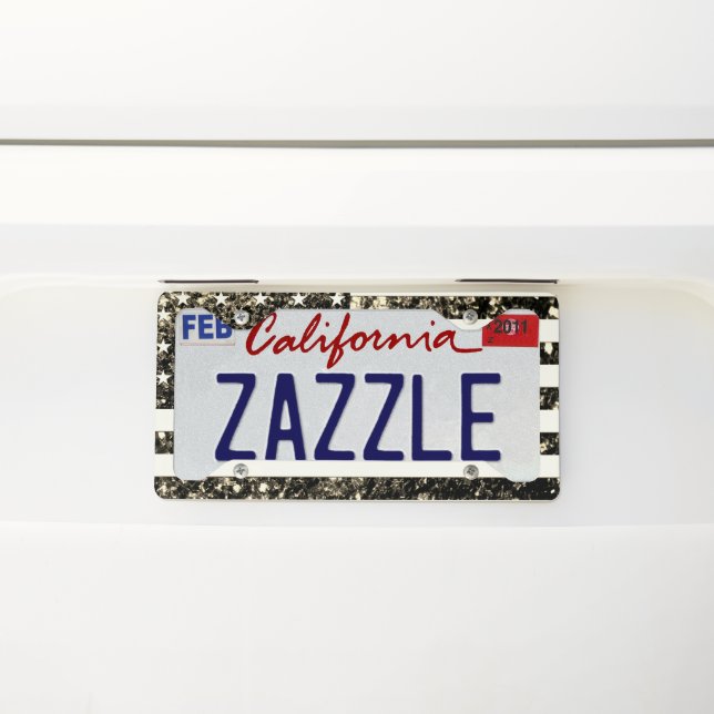USA flag gold sepia sparkles glitters License Plate Frame (On Car)