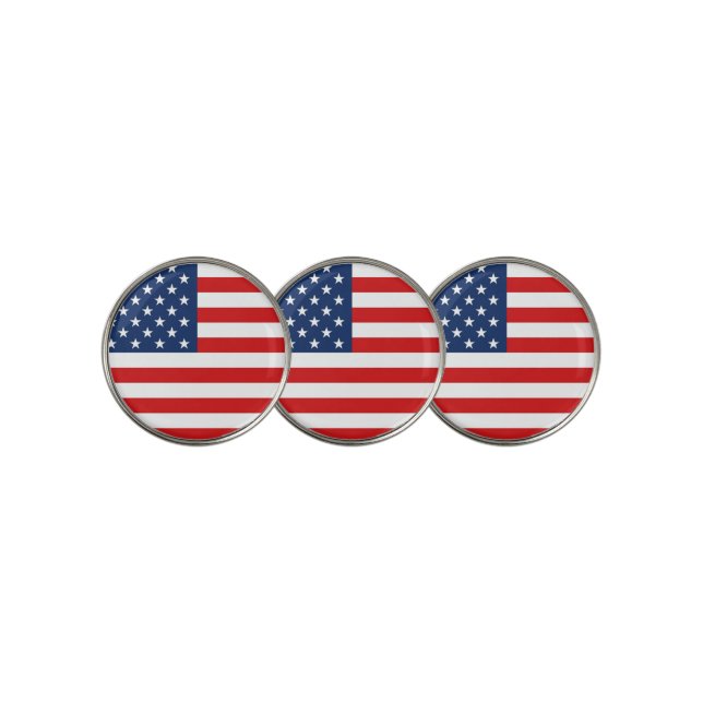 USA Flag Golf Ball Marker with Patriotic Style (3 Up)