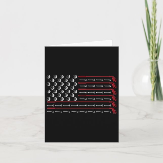 Usa Flag Golf Club Sport Gift America Golf  Card (Front)